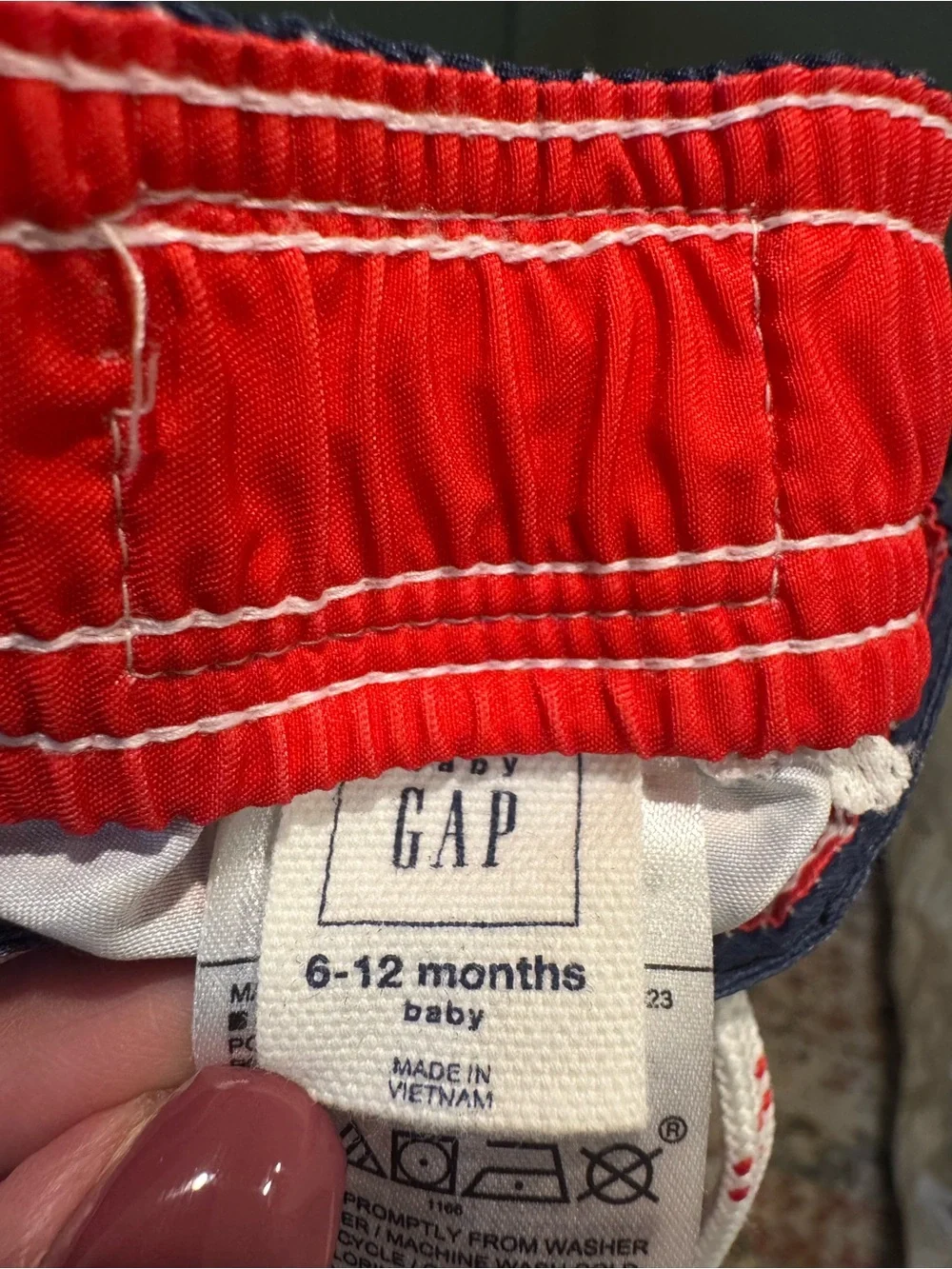 GAP Blue Swim Shorts with Red Triangle Print